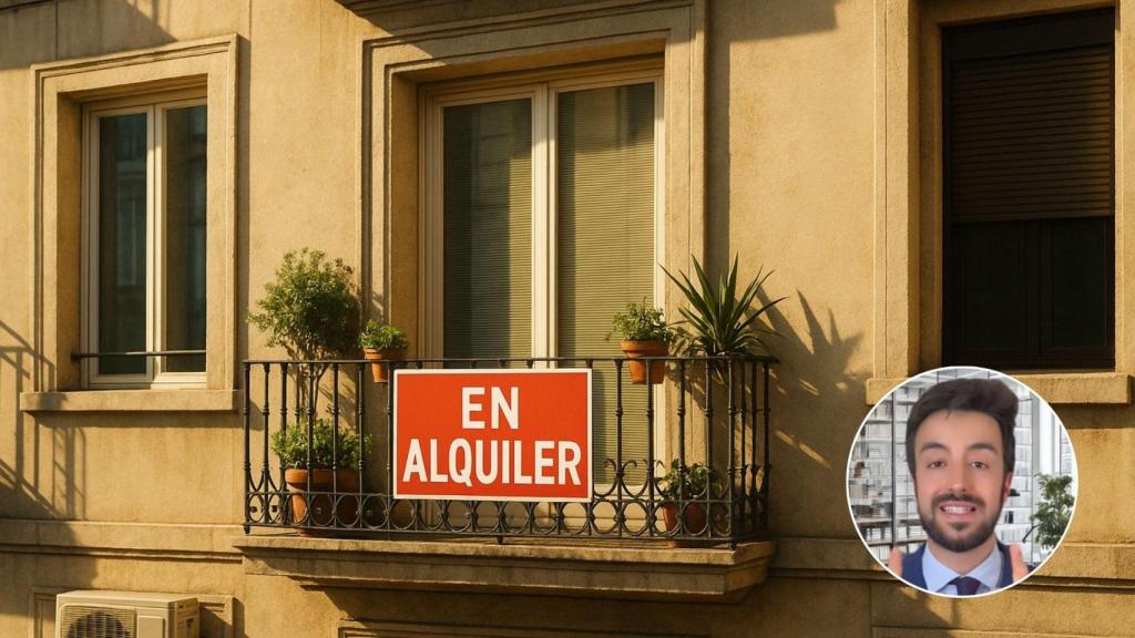 Imagen generada por IA de un piso en alquiler y el abogado Miguel Benito Barrionuevo.