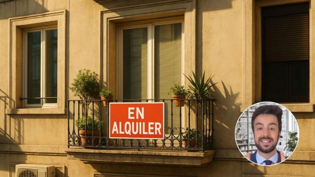 Imagen generada por IA de un piso en alquiler y el abogado Miguel Benito Barrionuevo.