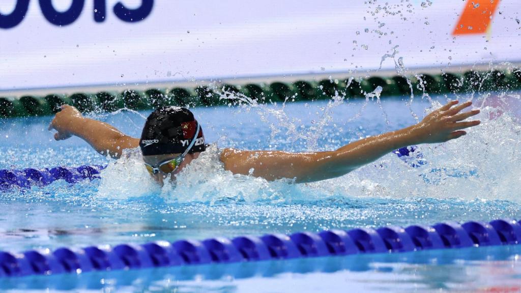 Yu Zidi, durante el Mundial de Natación de Singapur