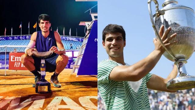 Carlos Alcaraz, en Umag 2021 y Queen's 2025