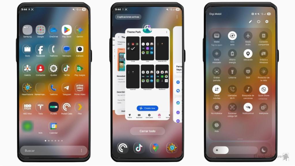 Diseño de cristal en One UI