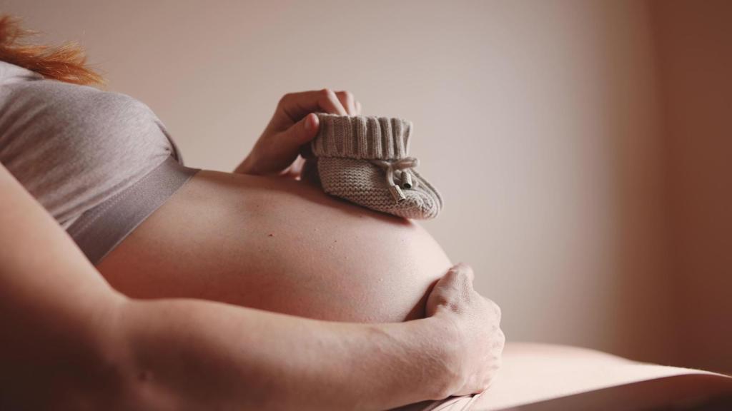 Una mujer embarazada descansa en el sofá