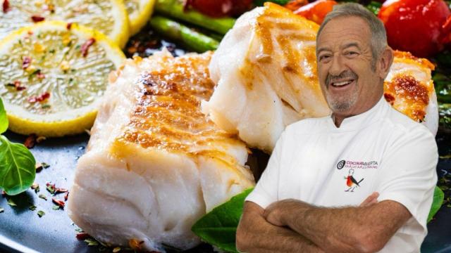 Karlos Arguiñano junto a un bacalao.