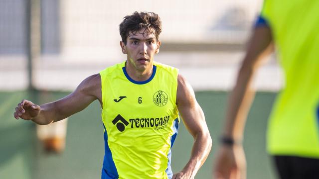 Mario Martín, entrenando con el Getafe.
