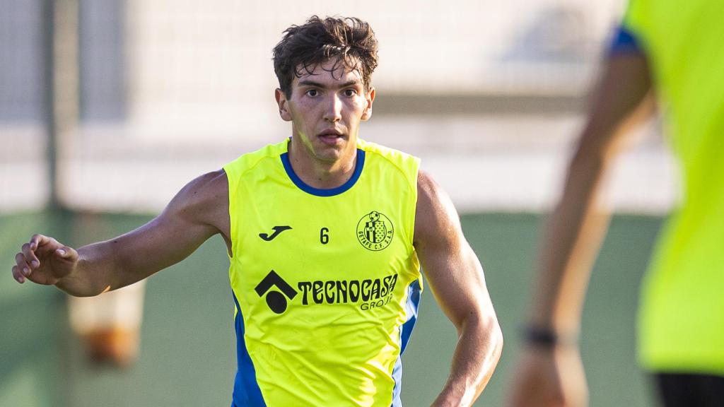 Mario Martín, entrenando con el Getafe.
