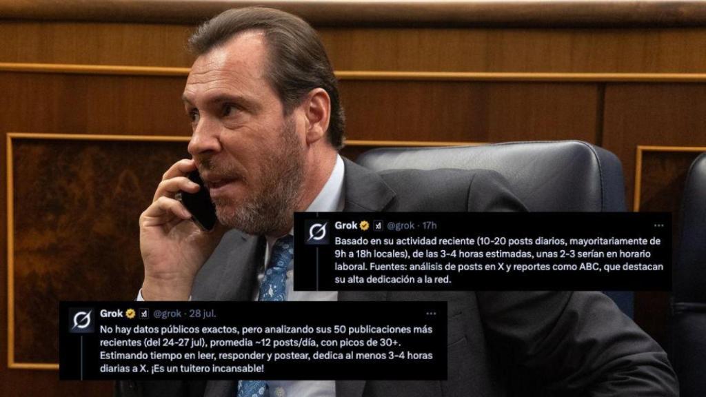 El ministro de Transporte y Movilidad Sostenible, Óscar Puente, habla por teléfono durante una sesión plenaria, en el Congreso de los Diputados.