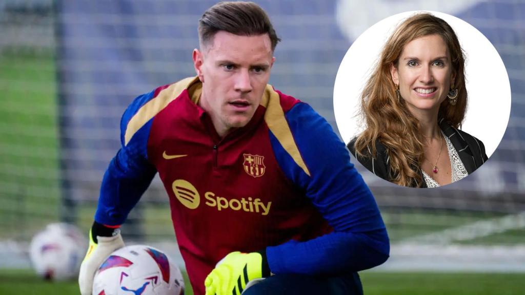 Marc-Andre Ter Stegen y Amélie Léglise, en un fotomontaje