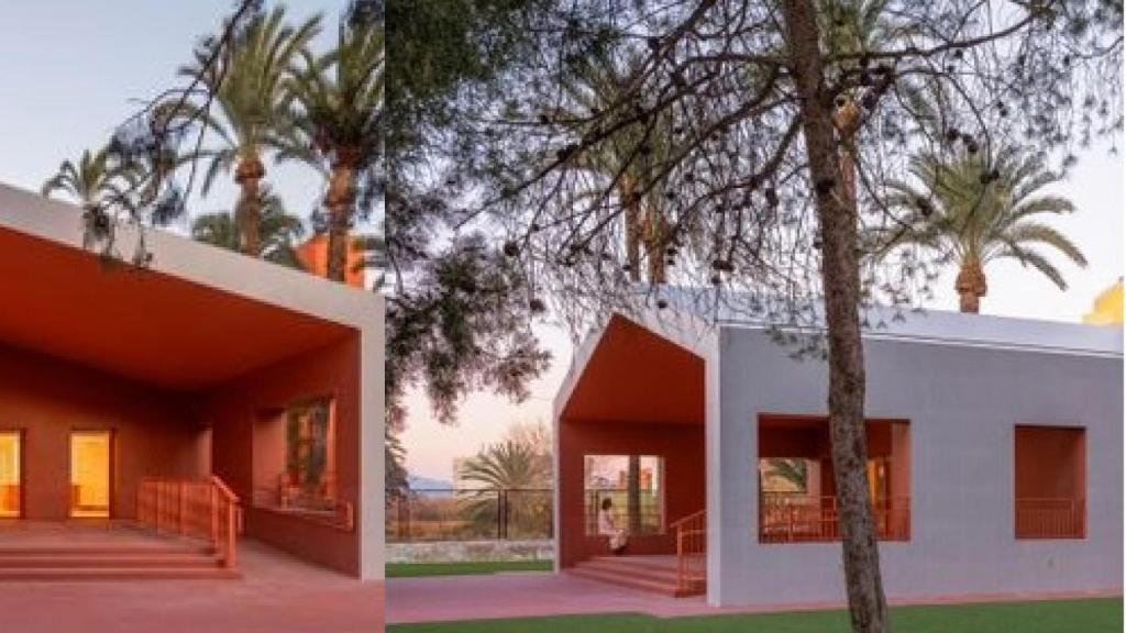 Dos vistas de la escuela infantil en Albatera de Cor.