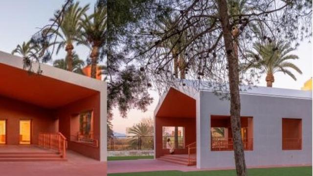 Dos vistas de la escuela infantil en Albatera de Cor.