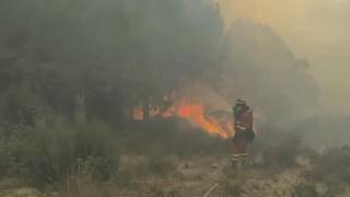 La Unidad Militar de Emergencias (UME) se encuentran desplegada en el incendio del Barranco de las Cinco Villas (Ávila).