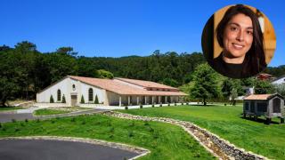Montaje de Olga Verde con la bodega de Lagar de Fornelos.