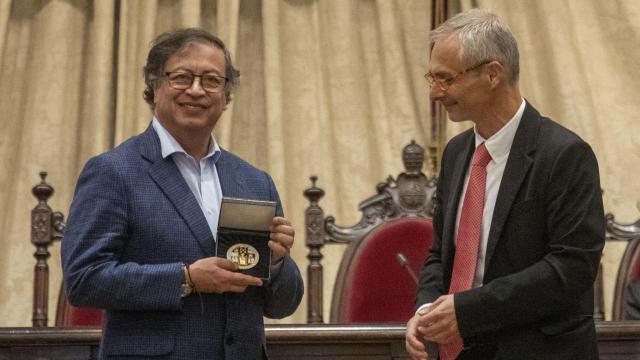 El presidente de Colombia, Gustavo Petro, durante la recepción de la Medalla de Honor de la Universidad de Salamanca, en mayo de 2023