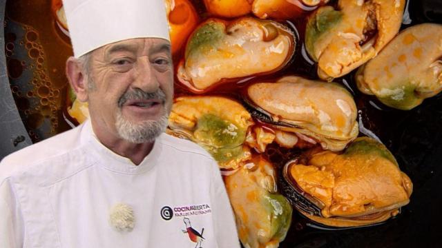 El chef Karlos Arguiñano junto a una lata de mejillones.