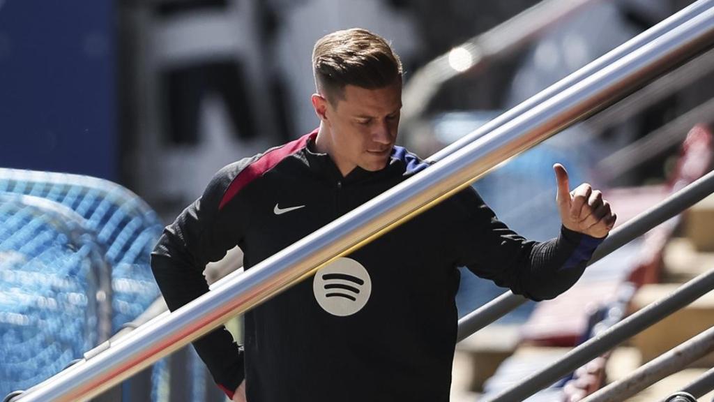 Ter Stegen, en un entrenamiento del Barça