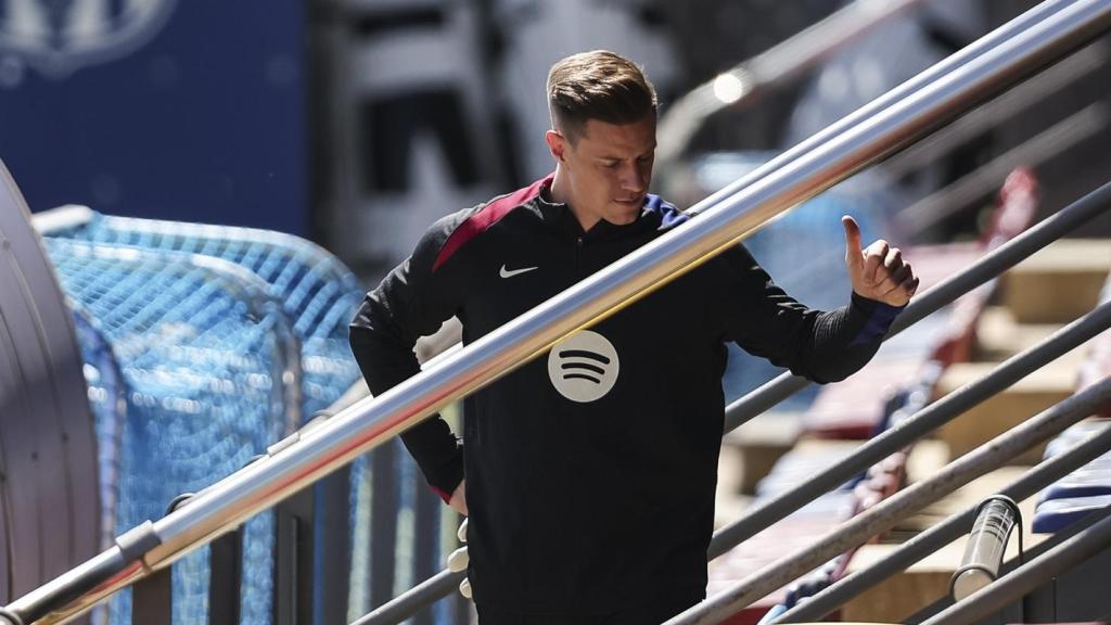 Ter Stegen, en un entrenamiento del Barça