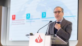 Héctor Grisi, consejero delegado de Santander, durante la presentación de los resultados del primer semestre del banco.