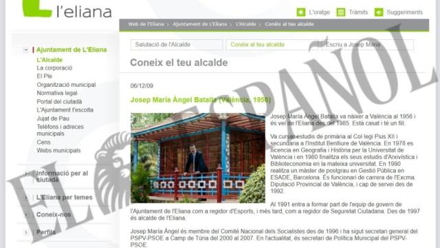 Currículum de José María Ángel en la web municipal del Ayuntamiento de la Eliana. EE