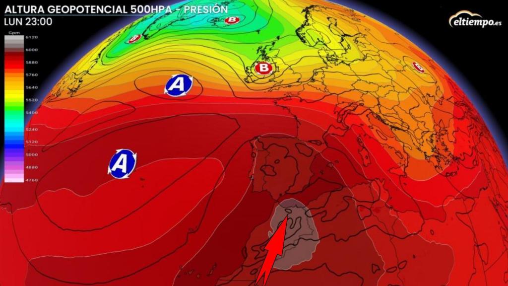 La dorsal que afectará a España en los primeros días de agosto. Eltiempo.es