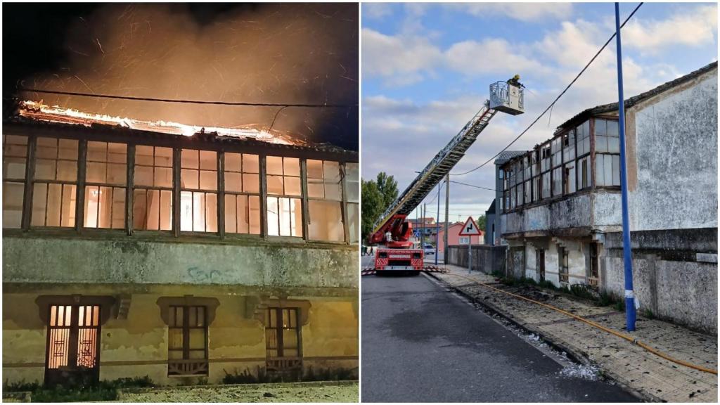 Arde por completo una casa abandonada en la parroquia de Almeiras en Culleredo (A Coruña)