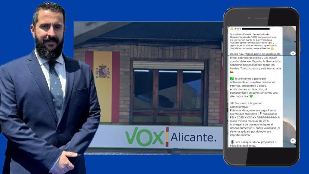 El concejal de Vox Alicante, Mario Ortolá y el mensaje de Whatsapp.
