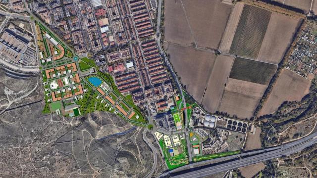 Render con el espacio que ocuparía el Ensanche de San Fernando