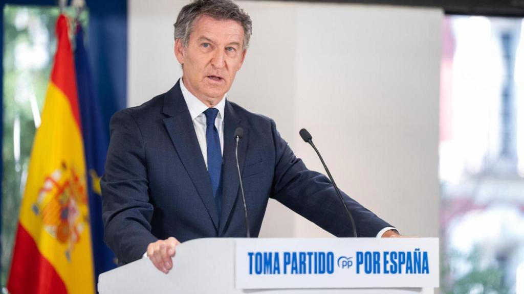 Feijóo, durante la rueda de prensa de balance de curso