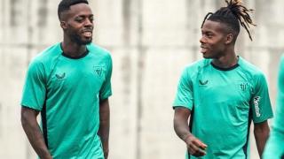 Iñaki Williams y Nico Williams en un entrenamiento.