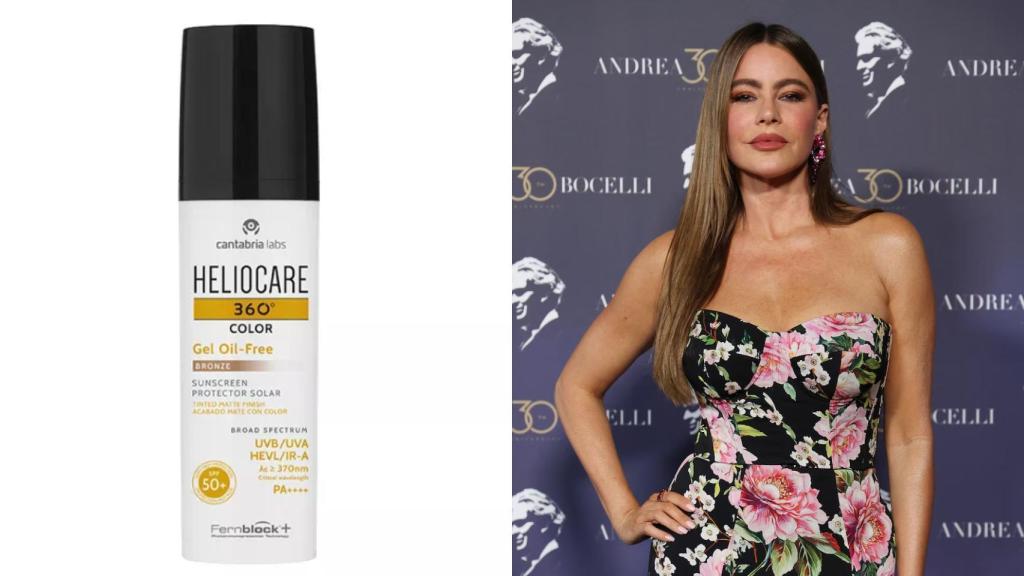 Montaje de Sofía Vergara y su producto favorito de Cantabria Labs.