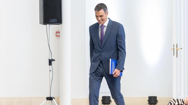 El presidente del Gobierno, Pedro Sánchez, en una rueda de prensa en Moncloa el pasado lunes.