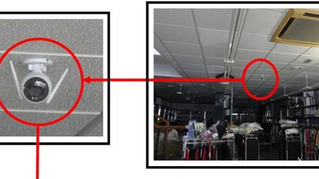 La cámara que había en el techo de la tienda del difunto Felipe.