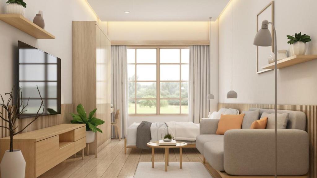 Salón en tonos beige.