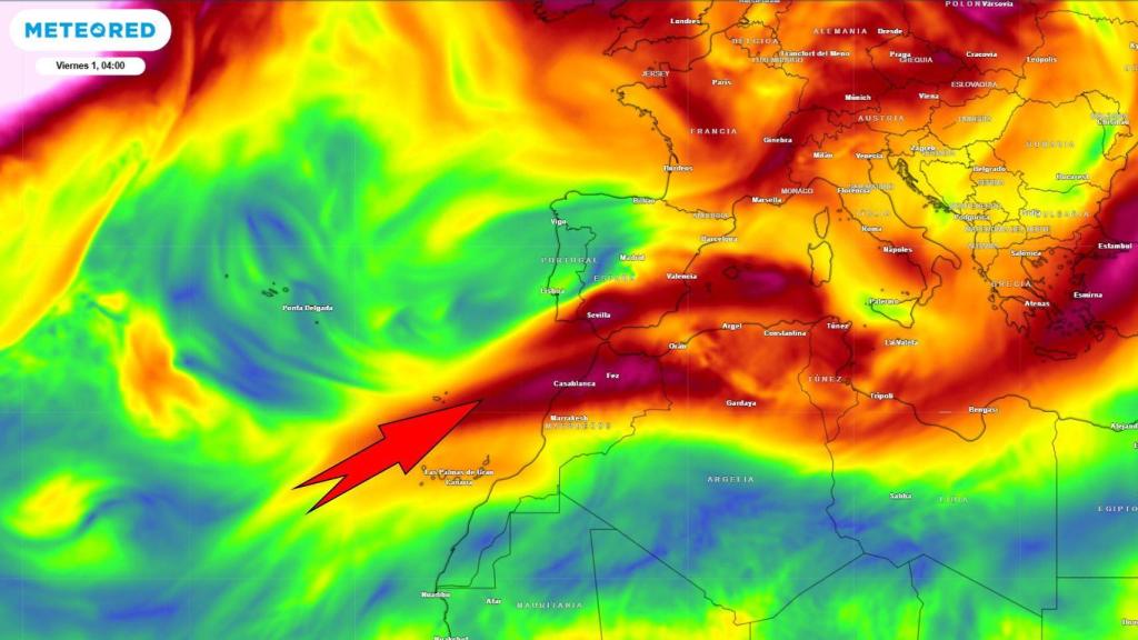 Los fuertes vientos en altura que traen los vendavales y tormentas del uno de agosto de 2025. Meteored