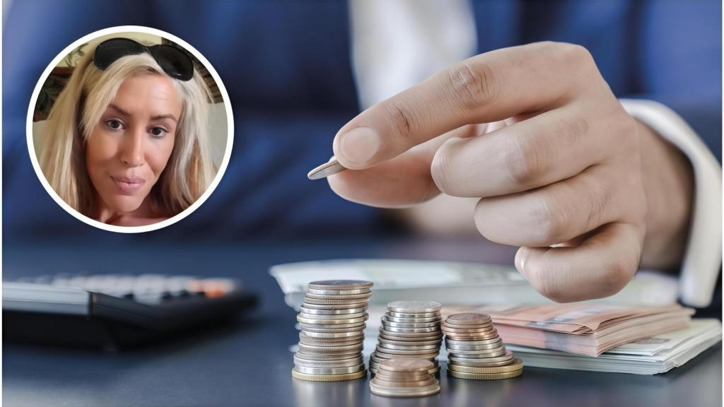 Montaje de un hombre con dinero junto a Alba Cuadrado Sánchez.