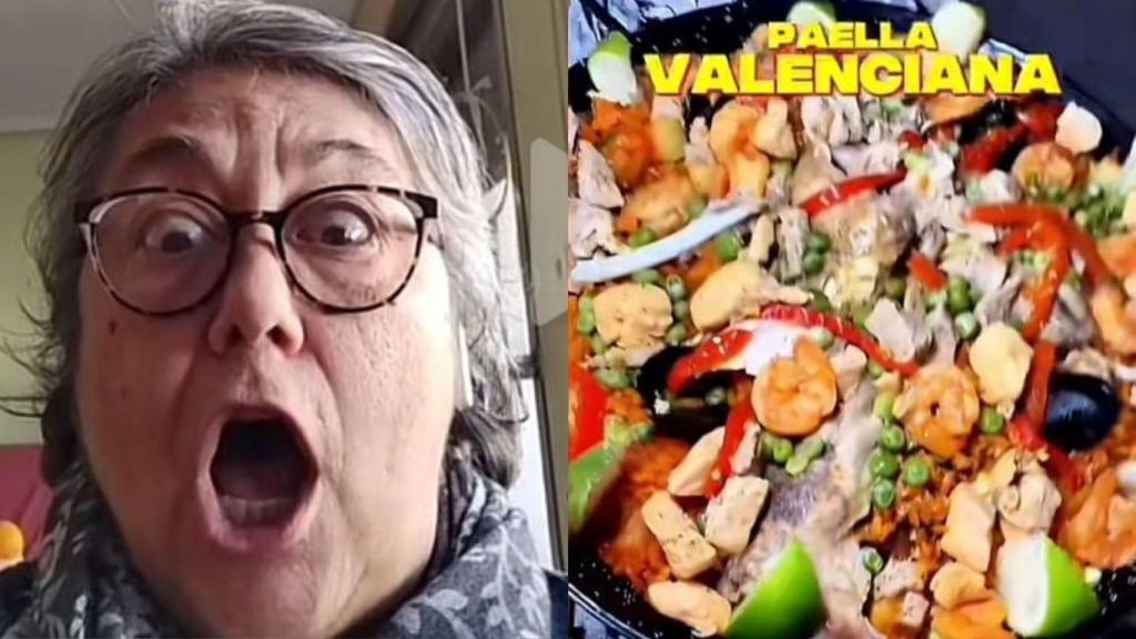 Lola y la paella del restaurante colombiano. EE