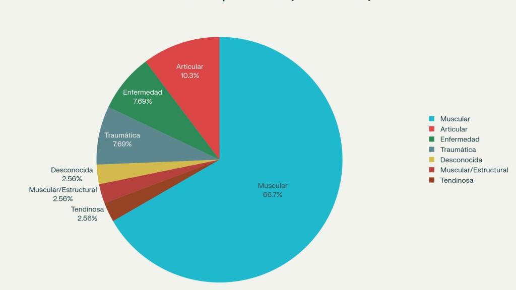 Gráfico con la distribución de las lesiones de José María Giménez por tipo.