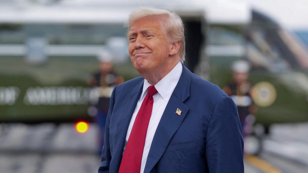 Donald Trump el viernes a su llegada a Allentown, Pensilvania.