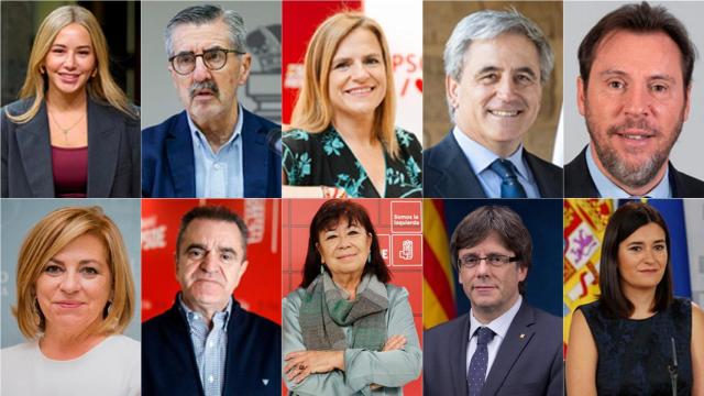 Noelia Núñez, José María Ángel Batalla, Pilar Bernabé, Ignacio Higuera, Óscar Puente, Elena Valenciano, José Manuel Franco, Cristina Narbona, Carles Puigdemont y Carmen Montón.
