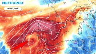 Las masas de aire cálido provocarán el máximo de calor el martes. Meteored.