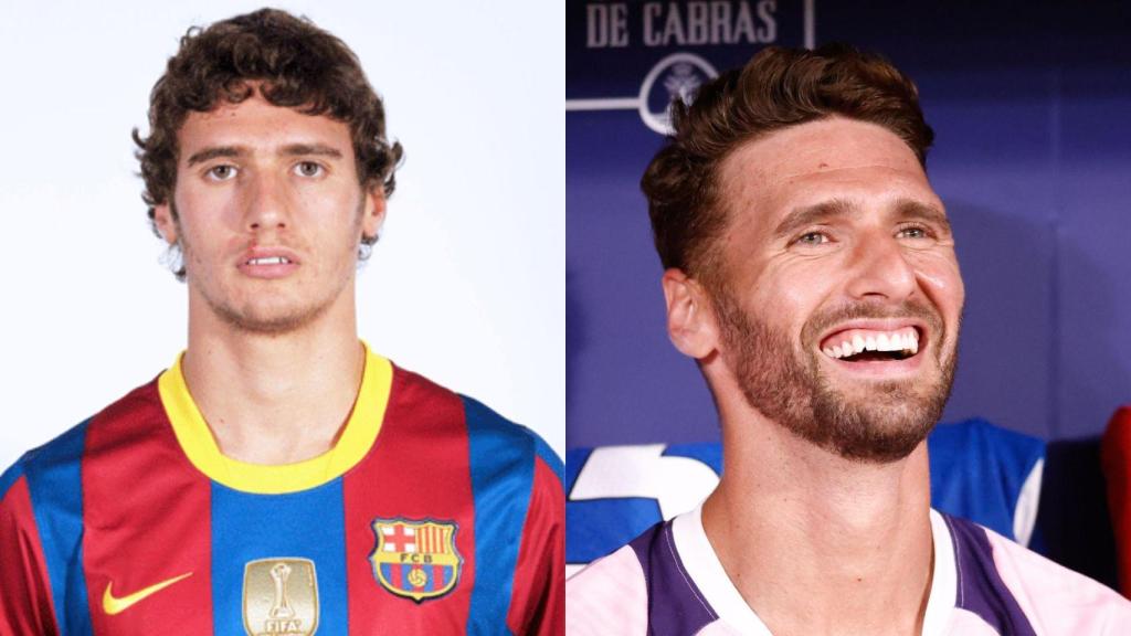 Imagen de Sergi Gómez con el FC Barcelona y el Espanyol.