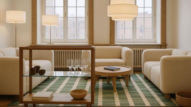 Salón de lujo con decoración de IKEA.