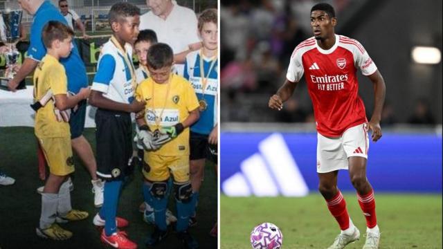 Cristhian Mosquera en las categorías inferiores del Hércules y en uno de sus primeros partidos con el Arsenal.