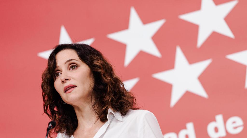 Isabel Díaz Ayuso durante una comparecencia en la Comunidad de Madrid.