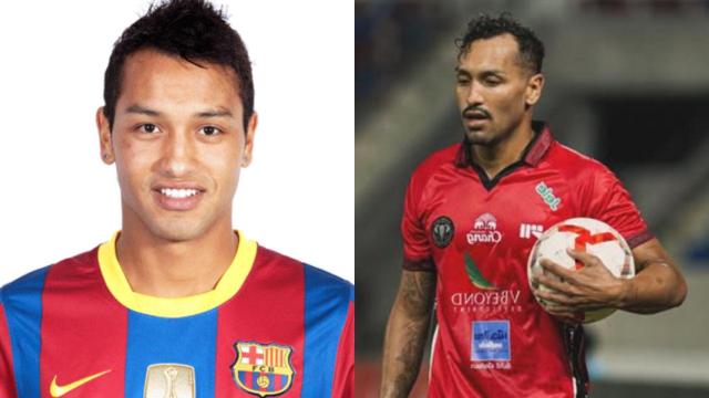 Imagen de Jeffrén Suárez en el FC Barcelona y en Tailandia.