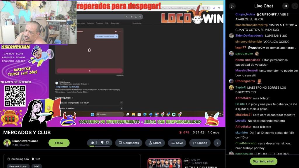 Pantallazo del directo del 4 de agosto en Rumble.