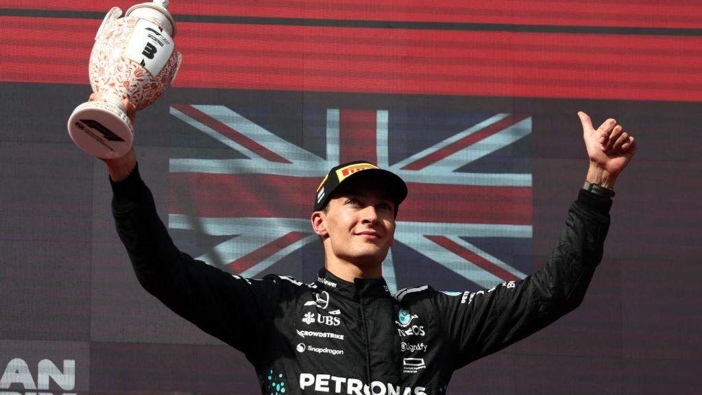 George Russell, en el podio del GP de Hungría.