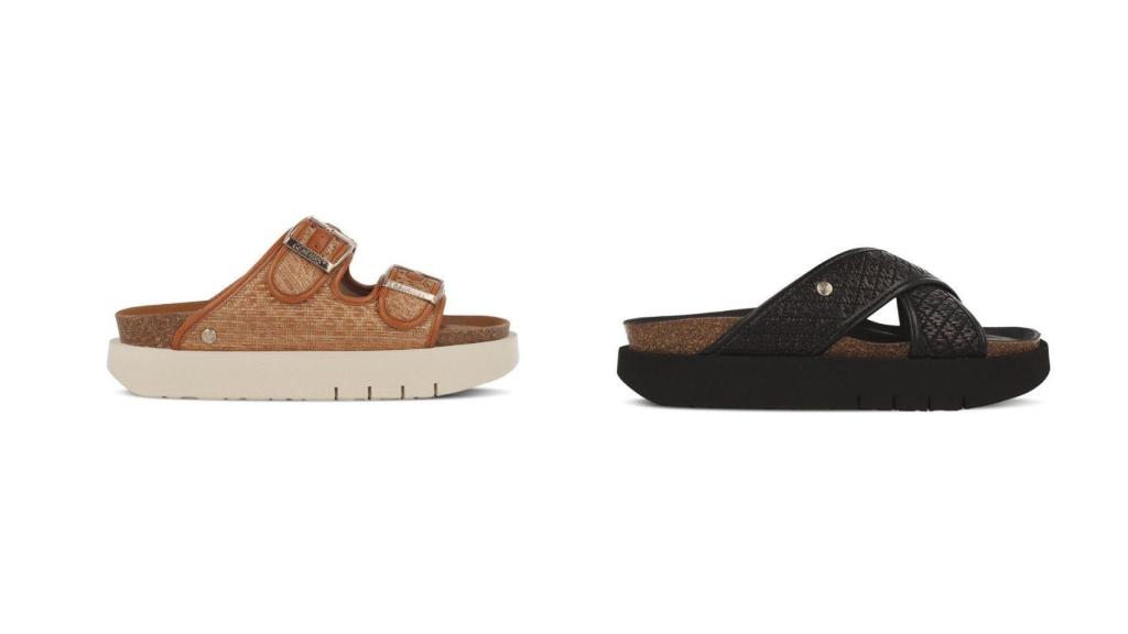 El modelo Hawaii Raffia Camel. (a la izquierda) PVP: 59,43 euros - El modelo Palace Raffia Black. PVP: 79,90 euros.