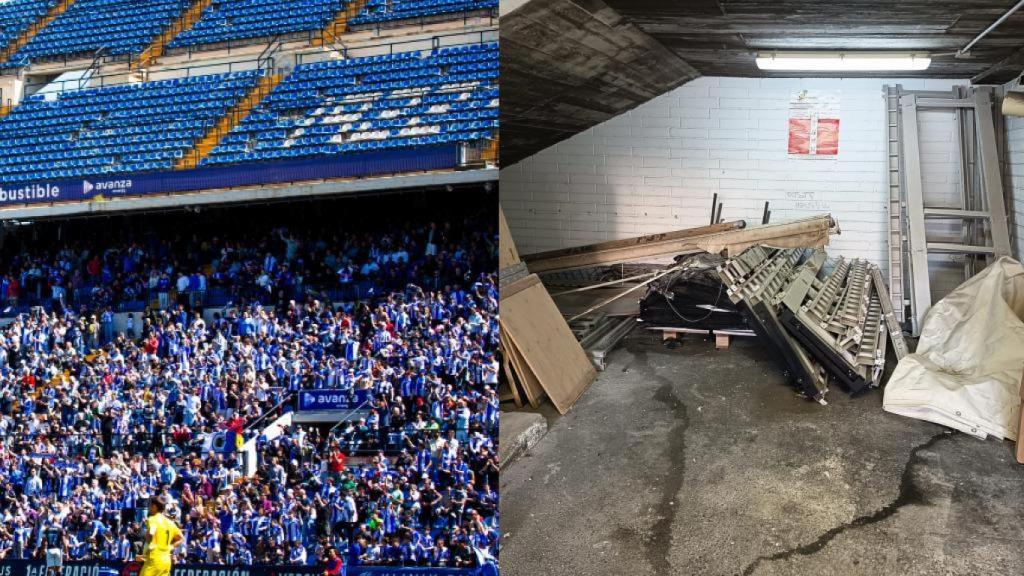 El estadio Rico Pérez, junto con una parte en deterioro del mismo.