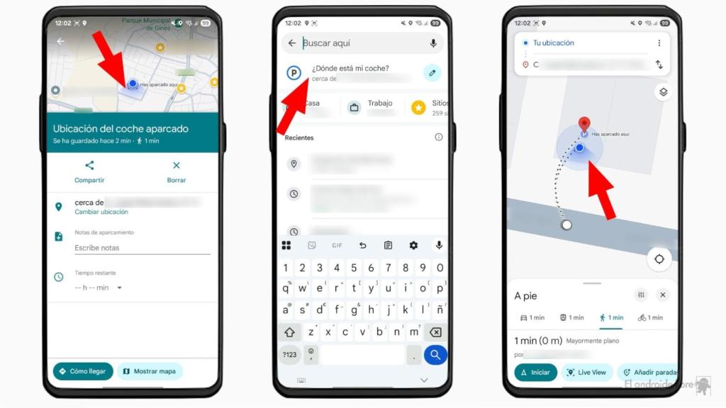 Cómo llegar a la ubicación del coche aparcado o la toalla