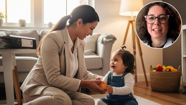 Montaje de Tania Serrulla con una madre soltera con su hija en una imagen creada con IA.