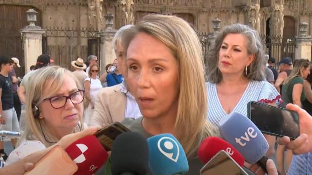La vicesecretaria de Coordinación Sectorial del PP, Alma Ezcurra, en una atención a medios este martes.